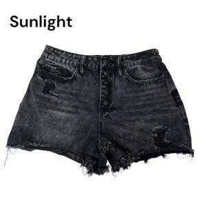 YMI DREAM Women Distressed Black Soft Denim Shorts Cut Off Button Fly Size 11/30